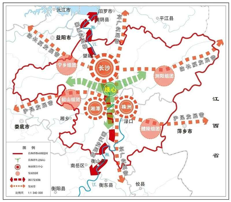 长株潭都市圈空间格局示意图